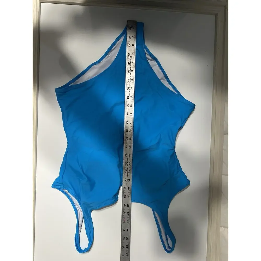 Catalina One Piece Swimsuit Women L Blue Scoop Neck Cutout